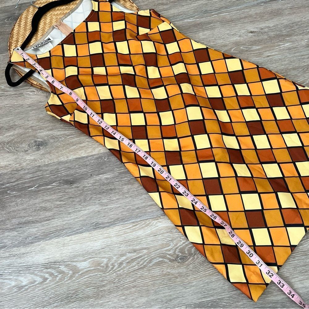 Vintage 90’s‎ does 70’s geometric diamond browns mini dress clueless spice girls - Picture 4 of 9